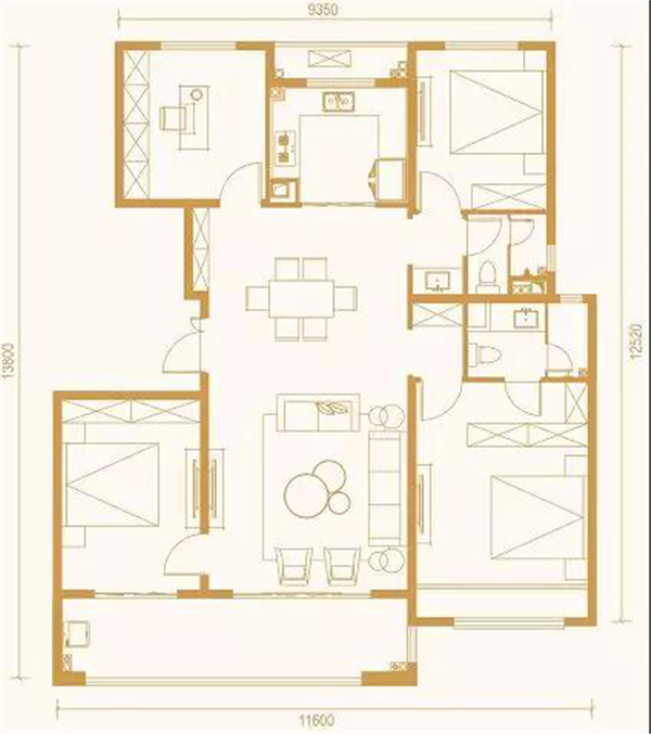 △中南·上悦城建面约142㎡洋房户型